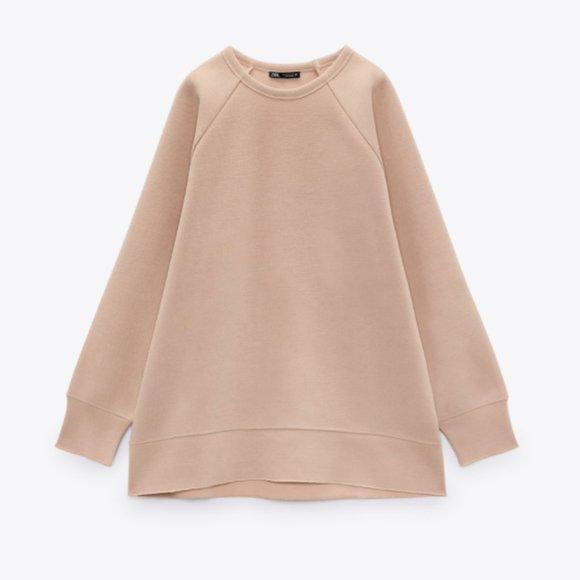 ZARA OVERSIZED TEXTURED PULLOVER SWEATSHIRT - Picture 4 of 11